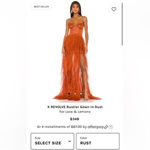 For Love And Lemons Bustier Gown Rust XS